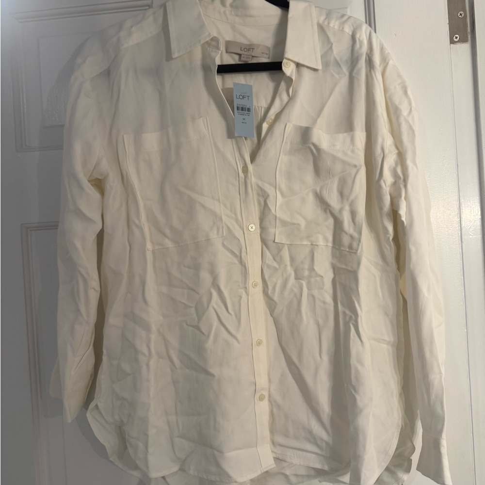 LOFT Cream Button Down Shirt NWT